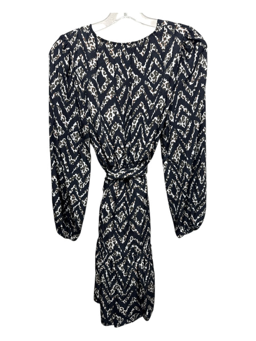Marie Oliver Size S Black, Brown, Cream Silk Abstract Leopard Sash Dress Black, Brown, Cream / S