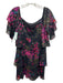 Trina Turk Size S Black, Pink, Green Silk Blend Metallic Thread Floral Dress Black, Pink, Green / S