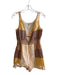 Ett:twa by Anthropologie Size 4 Orange, Brown & White Linen Side Zip Romper Orange, Brown & White / 4