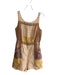 Ett:twa by Anthropologie Size 4 Orange, Brown & White Linen Side Zip Romper Orange, Brown & White / 4