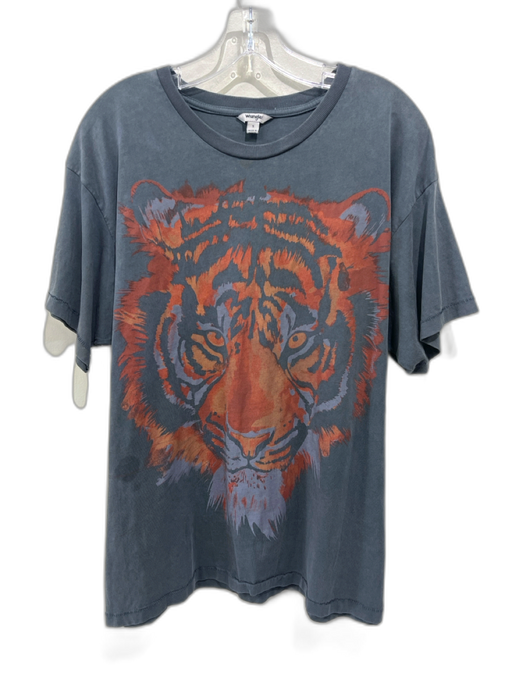 Wrangler Size Small Gray & Orange Cotton Short Sleeve Tiger Graphic Top Gray & Orange / Small
