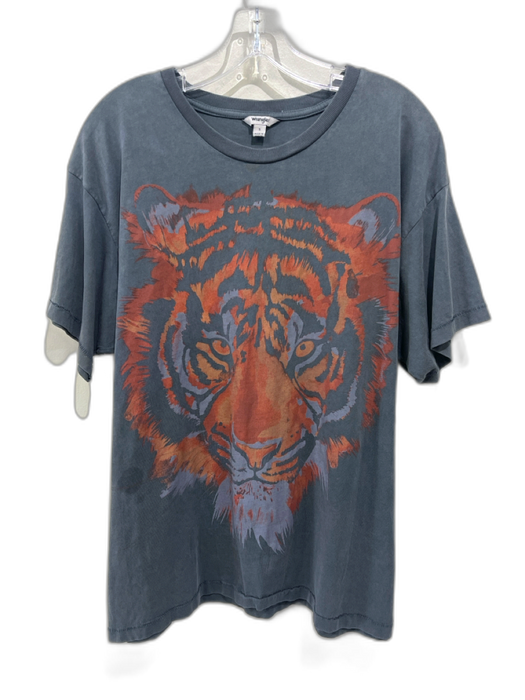 Wrangler Size Small Gray & Orange Cotton Short Sleeve Tiger Graphic Top Gray & Orange / Small