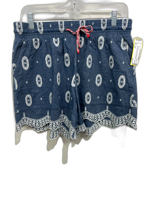 ett:twa Size XS Blue, White, Red Cotton Elastic Drawstring Waist Chambray Shorts Blue, White, Red / XS