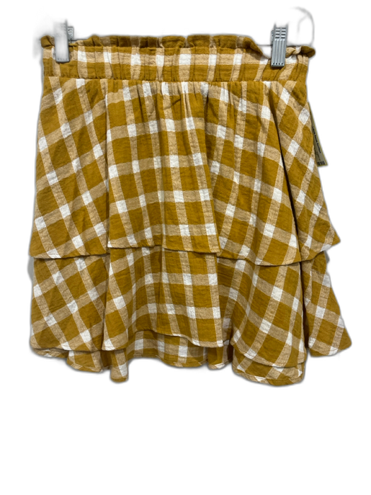 Show Me Your Mumu Size XS Yellow & White Elastic Waist Plaid Layered Skirt Yellow & White / XS