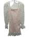 Alice McCall Size 4 White & Beige Nylon Long Lace Sleeve Smocked Bodice Dress White & Beige / 4