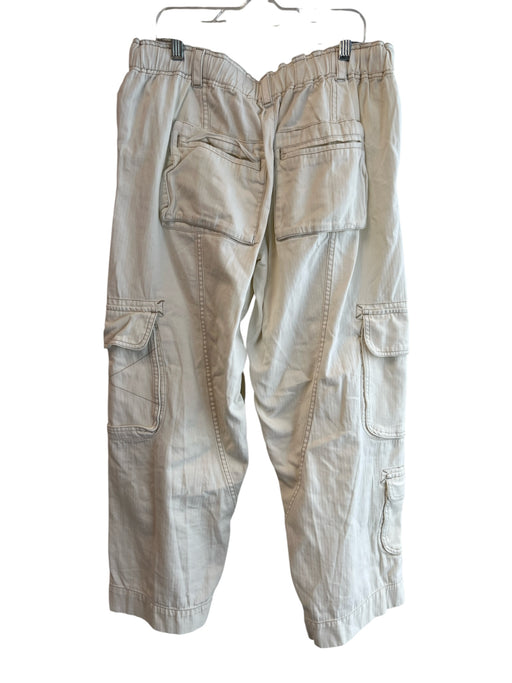 Free People Size S Ivory Cotton Drawstring High Rise Cargo Pockets Jeans Ivory / S