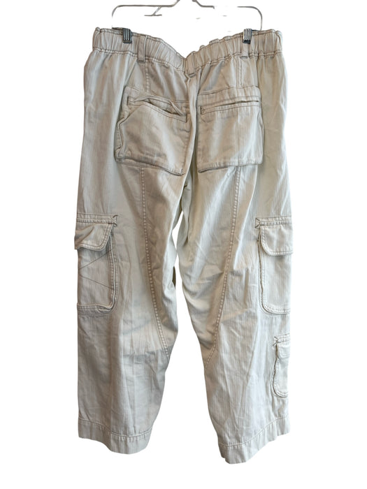 Free People Size S Ivory Cotton Drawstring High Rise Cargo Pockets Jeans Ivory / S