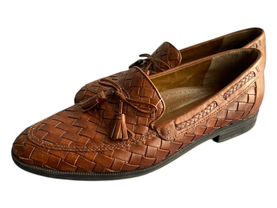 naturalizer Shoe Size 7.5 Brown Leather Upper Woven Almond Toe Loafers Shoes Brown / 7.5
