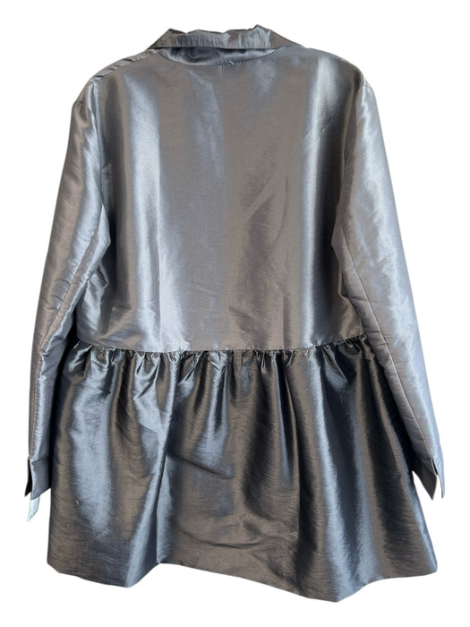 Grace Chuang Size M Silver Nylon & Polyester Open Front Collar Flare Jacket Silver / M