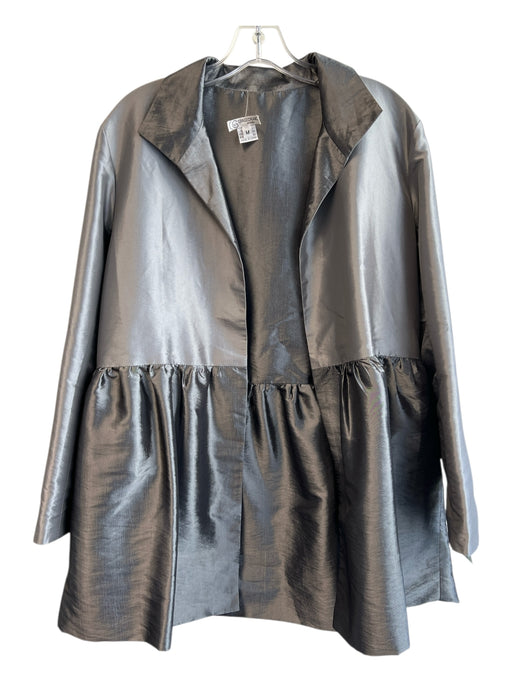 Grace Chuang Size M Silver Nylon & Polyester Open Front Collar Flare Jacket Silver / M