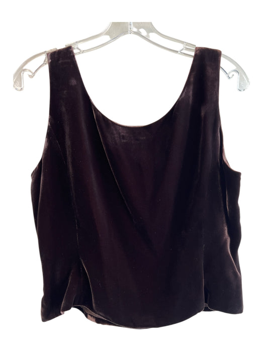 Albert Nipon Size 8 Brown Rayon Velvet Scoop Neck Sleeveless Side Zip Top Brown / 8