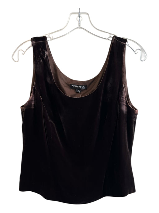 Albert Nipon Size 8 Brown Rayon Velvet Scoop Neck Sleeveless Side Zip Top Brown / 8