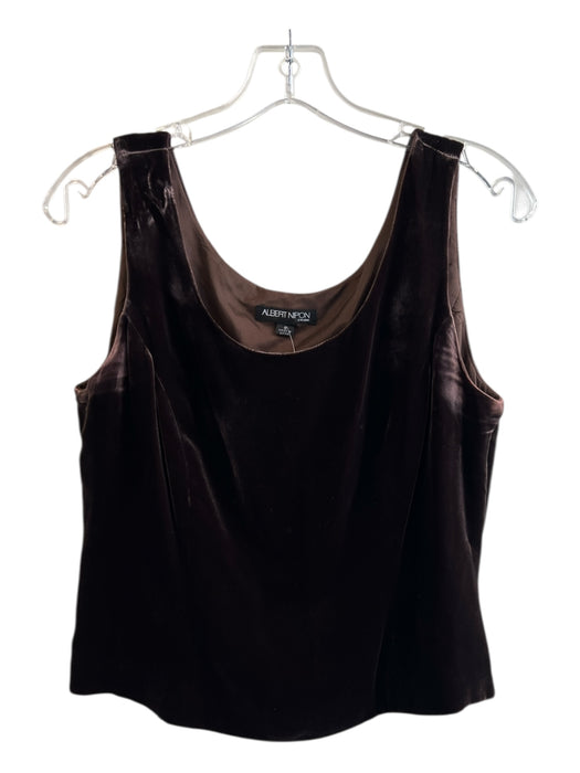 Albert Nipon Size 8 Brown Rayon Velvet Scoop Neck Sleeveless Side Zip Top Brown / 8