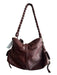 Francesco Biasia Dark Brown Leather Brass Hardware Braided Strap Top Zip Bag Dark Brown / Medium