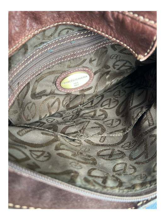 Francesco Biasia Dark Brown Leather Brass Hardware Braided Strap Top Zip Bag Dark Brown / Medium