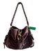 Francesco Biasia Dark Brown Leather Brass Hardware Braided Strap Top Zip Bag Dark Brown / Medium