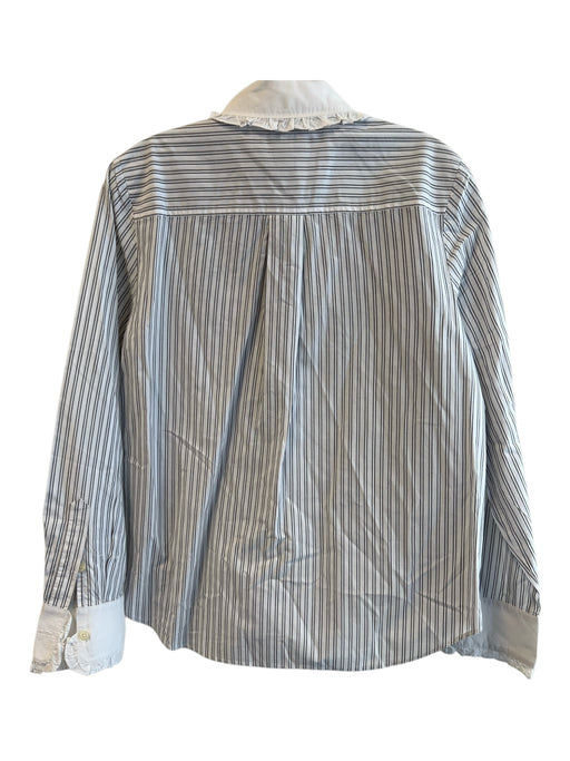 Kate Spade Size M White & Blue Cotton Collared Button Down Floral Embroidery Top White & Blue / M