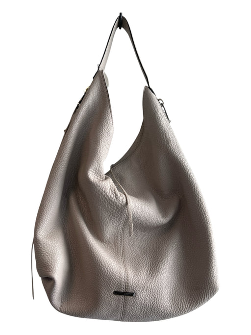 Rebecca Minkoff Light Gray Leather Pebbled Top Snap Side Zippers Bag Light Gray / Large