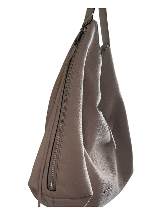 Rebecca Minkoff Light Gray Leather Pebbled Top Snap Side Zippers Bag Light Gray / Large