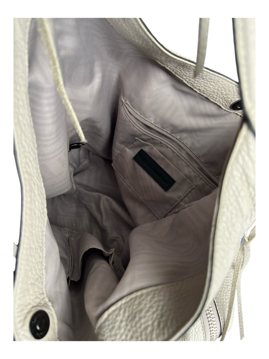Rebecca Minkoff Light Gray Leather Pebbled Top Snap Side Zippers Bag Light Gray / Large
