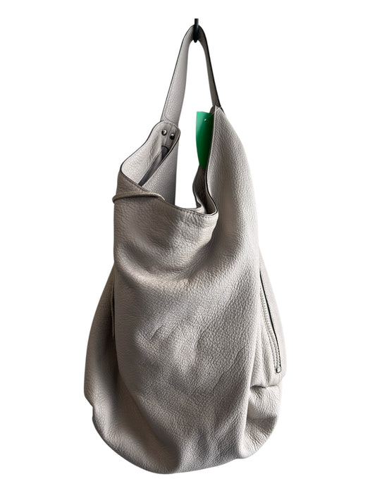 Rebecca Minkoff Light Gray Leather Pebbled Top Snap Side Zippers Bag Light Gray / Large