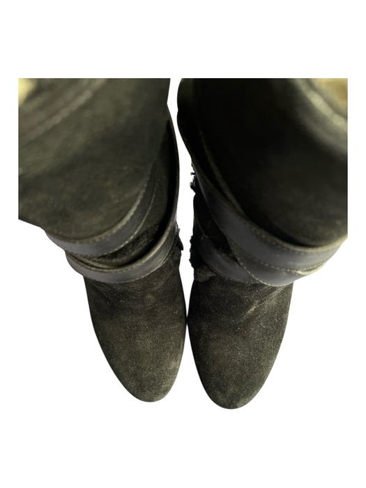 Burberry Shoe Size 37.5 Black Leather Suede Almond Toe Buckle Detail Boots Black / 37.5