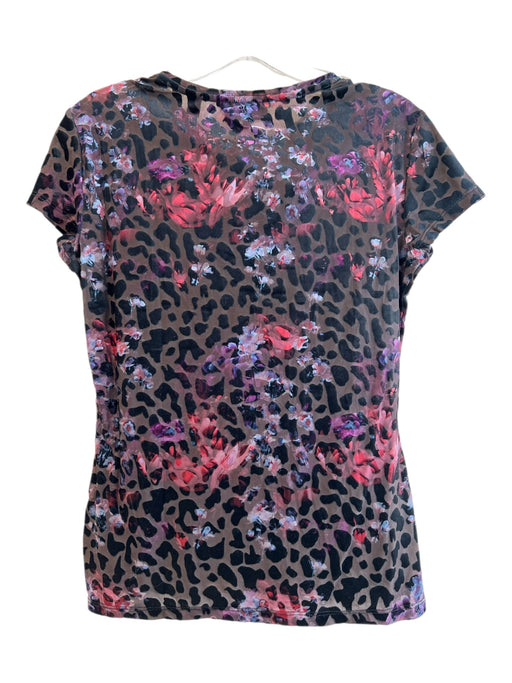 Ted Baker Size NWT Black & Multi Polyester Blend Lepoard Print Shirt Sleeve Top Black & Multi / NWT