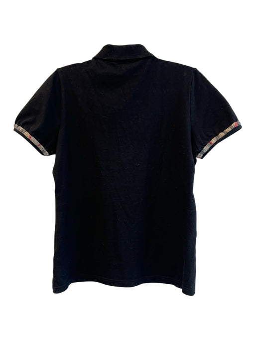 Burberry Brit Size M Black Cotton Quarter Button Short Sleeve Collar Top Black / M