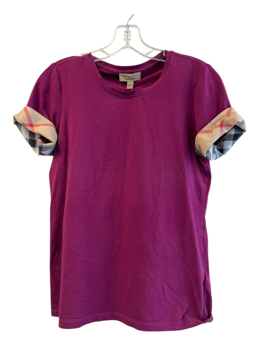 Burberry Size S Magenta Cotton Short Sleeve Cuffed Sleeves Round Neck Top Magenta / S