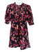 Olivia James Size XS Black & Pink Cotton Birds Half Puff Sleeve Dress Black & Pink / XS