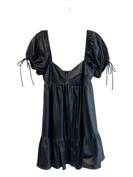 Amanda Uprichard Size Small Black Viscose Back Zip Off Shoulder Tiered Dress Black / Small