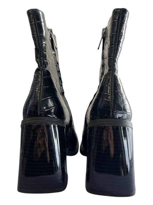 Circus Shoe Size 7.5 Black Patent Leather Side Zip Square Toe Textured Boots Black / 7.5
