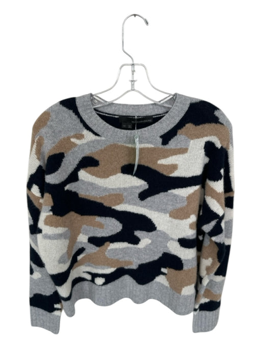 360 Cashmere Size M Gray & Tan Cashmere Long Sleeve Camo Knit Sweater Gray & Tan / M