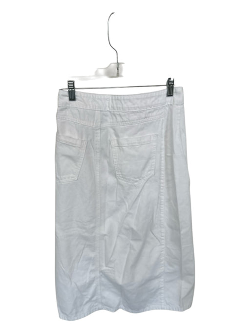 Mable Size M White Cotton Blend High Waist Buttons Slit Midi Skirt White / M