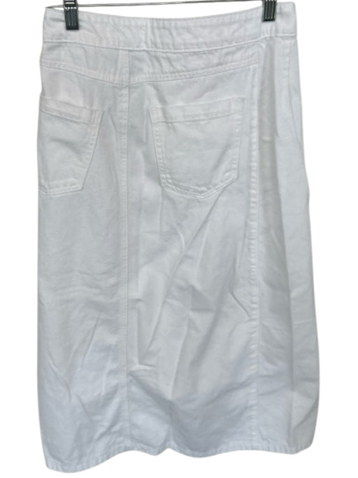 Mable Size M White Cotton Blend High Waist Buttons Slit Midi Skirt White / M