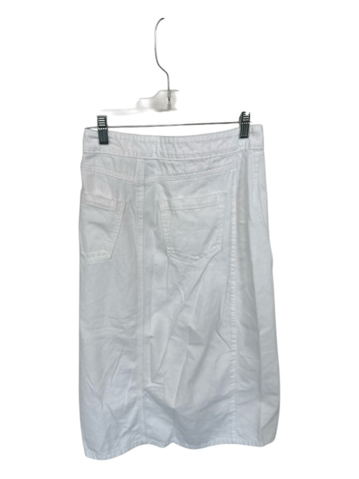 Mable Size M White Cotton Blend High Waist Buttons Slit Midi Skirt White / M