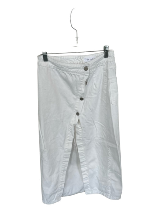 Mable Size M White Cotton Blend High Waist Buttons Slit Midi Skirt White / M