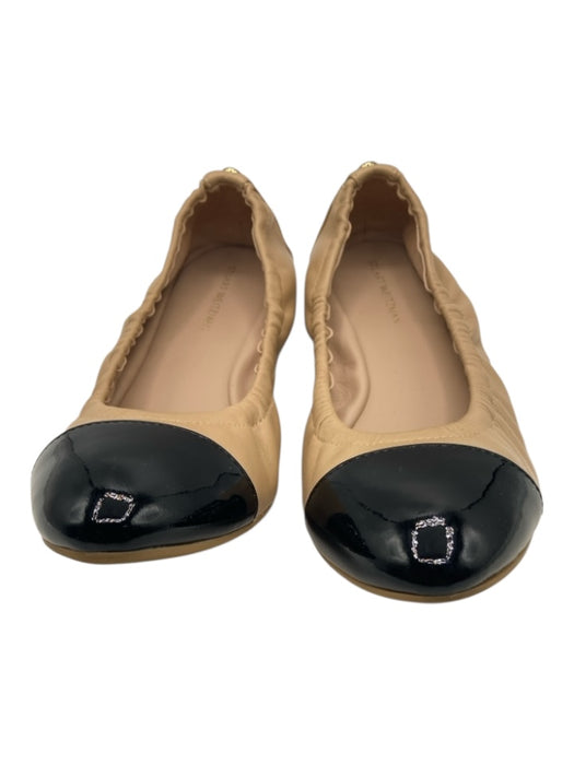 Stuart Weitzman Shoe Size 6 Beige & Black Leather Patent Leather Cap Toe Flats Beige & Black / 6