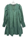 Pomander Place Size S Green Cotton Smocked Detail Tiered Long Sleeve Dress Green / S