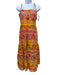 Farm Rio Size S Pink, Yellow & Green Cotton Botanical Print Tie Shoulders Dress Pink, Yellow & Green / S