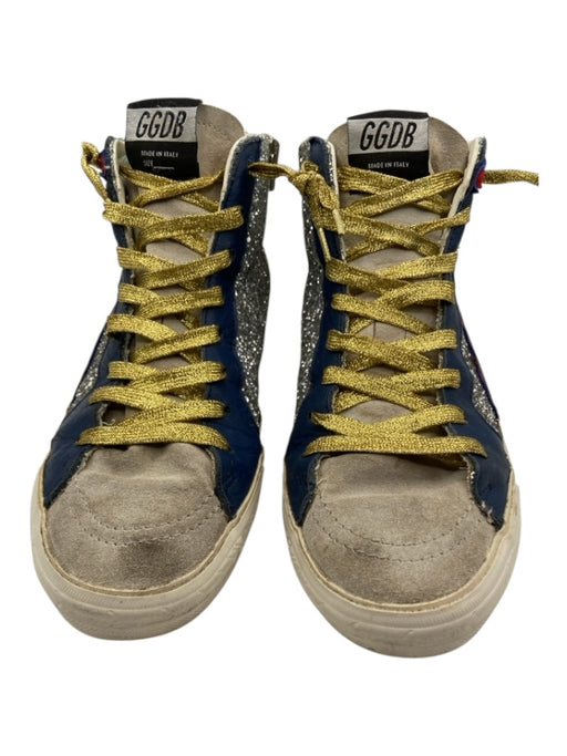 Golden Goose Shoe Size 41 Silver, Red & Blue Suede Glitter lace up Sneakers Silver, Red & Blue / 41