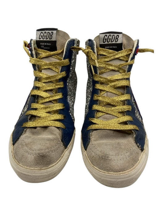 Golden Goose Shoe Size 41 Silver, Red & Blue Suede Glitter lace up Sneakers Silver, Red & Blue / 41