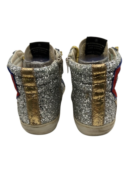 Golden Goose Shoe Size 41 Silver, Red & Blue Suede Glitter lace up Sneakers Silver, Red & Blue / 41