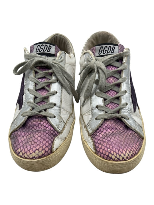 Golden Goose Shoe Size 41 White, Silver, Purple Leather Metallic Star Sneakers White, Silver, Purple / 41