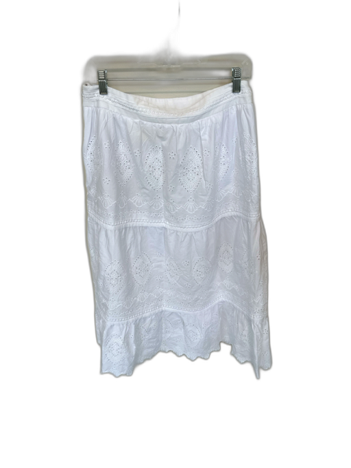 Jason Wu Size L White Cotton Side Zip Eyelet Maxi Skirt White / L