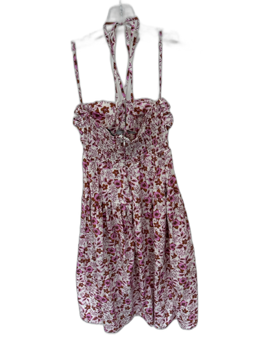 Jason Wu Size S Purple & Brown Cotton Halter Neck Flowers Smocked Back Dress Purple & Brown / S