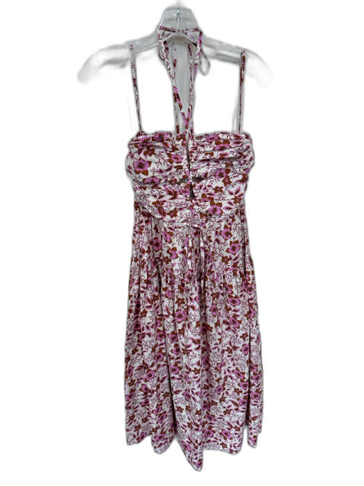 Jason Wu Size S Purple & Brown Cotton Halter Neck Flowers Smocked Back Dress Purple & Brown / S
