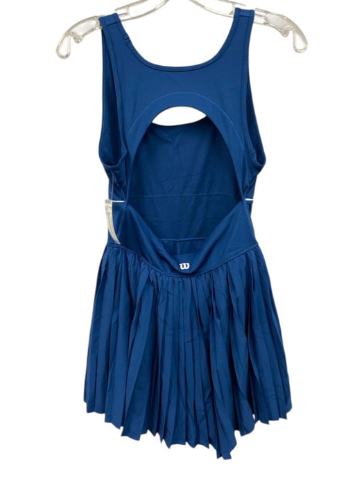 Wilson Size M Blue Poly Blend Cut Out Back Sleeveless Pleated Skirt Dress Blue / M