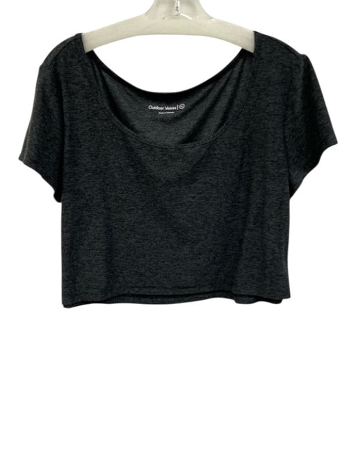 Outdoor Voices Size XL Black Synthetic Heathered Boat Neck Cap Sleeve Top Black / XL