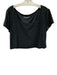 Outdoor Voices Size XL Black Synthetic Heathered Boat Neck Cap Sleeve Top Black / XL